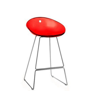 Pedrali Gliss 902 stool with sled base and seat H.65 cm. Pedrali Transparent Red RT - Buy now on ShopDecor - Discover the best products by PEDRALI design