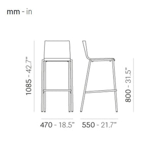 Pedrali Kuadra 1106 plastic stool with seat H.80 cm. - Buy now on ShopDecor - Discover the best products by PEDRALI design