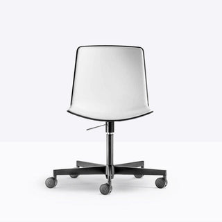 Pedrali Tweet 891 white chair with black backside and wheels - Buy now on ShopDecor - Discover the best products by PEDRALI design