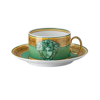 Versace meets Rosenthal Medusa Amplified tea cup and saucer Versace Green Coin - Buy now on ShopDecor - Discover the best products by VERSACE HOME design